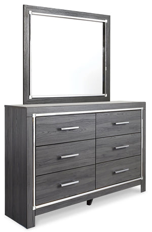 Lodanna King Upholstered Storage Bed, Dresser, Mirror, Chest, & Nightstand Gray