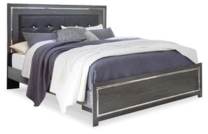Lodanna King Upholstered Panel Bed, Dresser, Mirror, Chest & Nightstand Gray