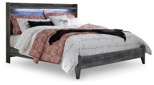 Baystorm King Panel Bed, Dresser, Mirror, Chest & 2 Nightstands Gray
