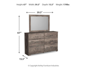 Ralinksi Full Panel Bed, Dresser & Mirror Gray