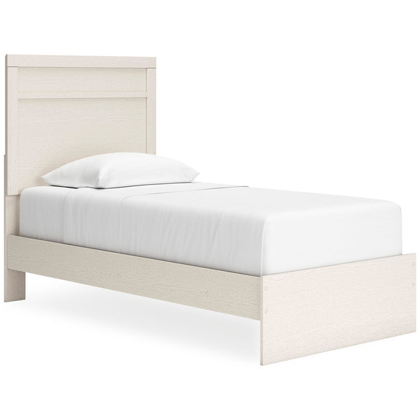 Stelsie Twin Panel Bed, Dresser & Mirror White