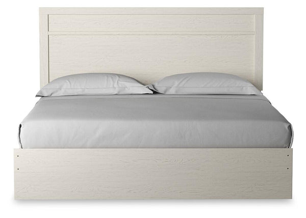 Stelsie King Panel Bed, Dresser, Mirror & Nightstand White