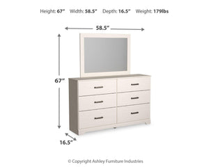 Stelsie Queen Panel Bed, Dresser & Mirror White
