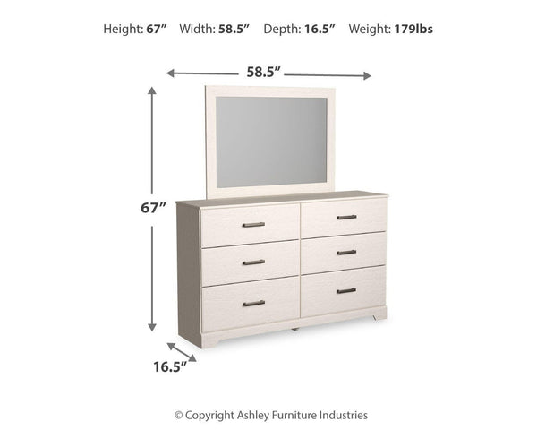 Stelsie Queen Panel Bed, Dresser & Mirror White