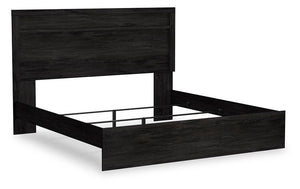 Belachime King Panel Bed & Nightstand Charcoal