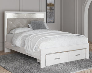 Altyra Queen Panel Storage Bed with Mirrored Dresser & Nightstand White
