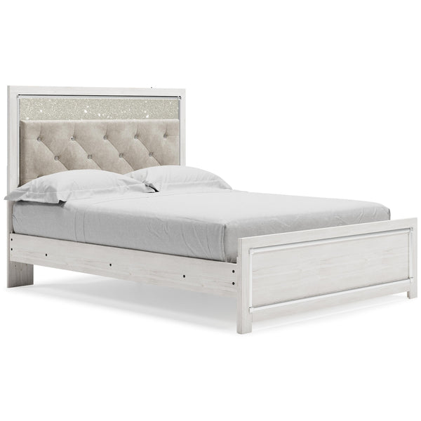 Altyra Queen Upholstered Panel Bed, Dresser, Mirror, & Chest White