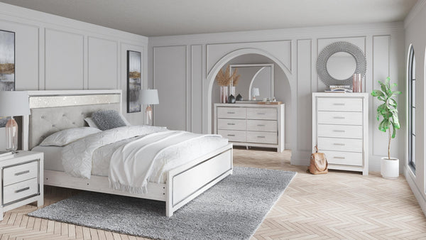 Altyra King Panel Bed, Dresser & Mirror White