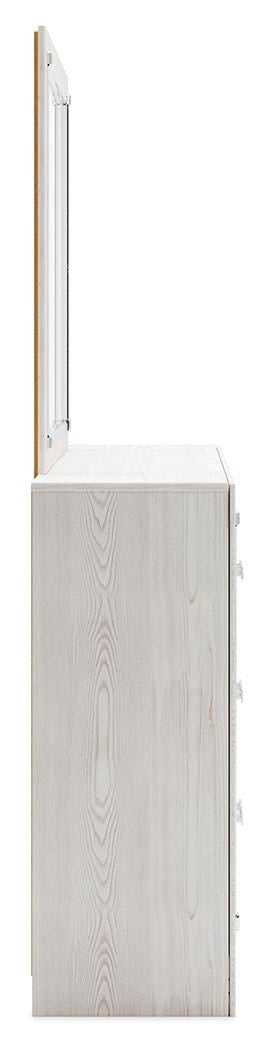 Altyra Queen Upholstered Panel Bed, Dresser, Mirror, Chest & Nightstand White