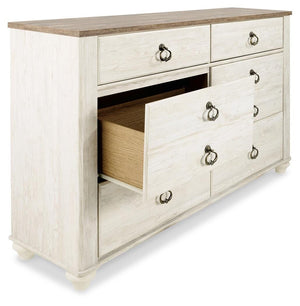 Willowton Twin Panel Bed & Dresser Whitewash
