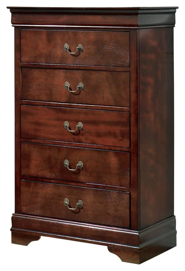 Alisdair Queen Sleigh Bed, Dresser, Mirror, & Chest Reddish Brown