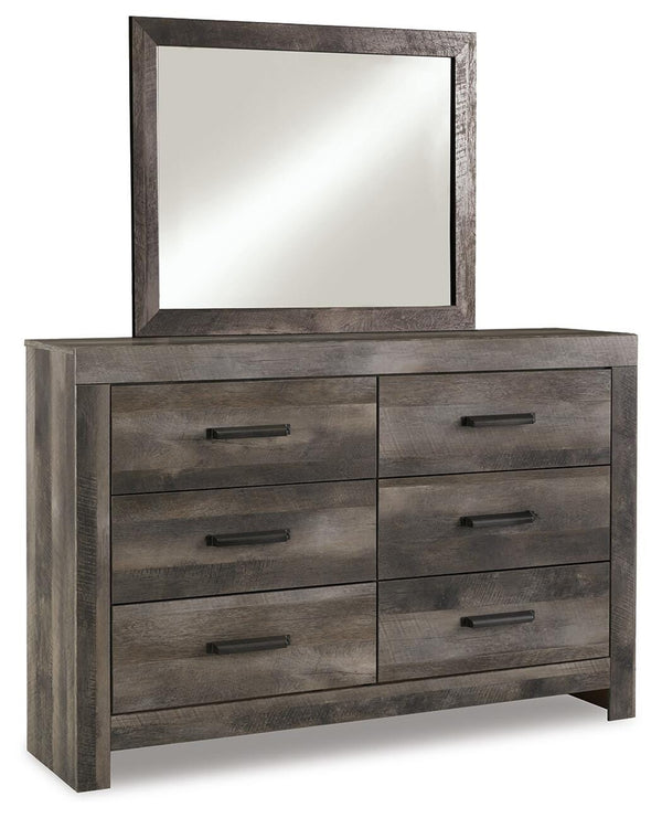 Wynnlow King Panel Bed with Mirrored Dresser & Nightstand Gray