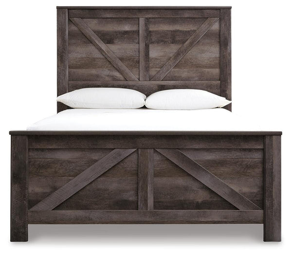 Wynnlow Queen Crossbuck Panel Bed, Dresser, Mirror, & Nightstand Gray