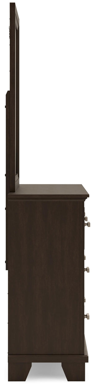 Covetown Full Panel Bed, Dresser & Mirror Dark Brown