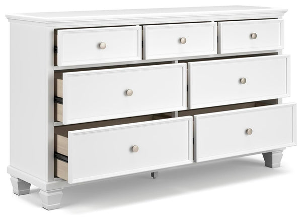 Fortman King Panel Bed, Dresser & 2 Nightstands White