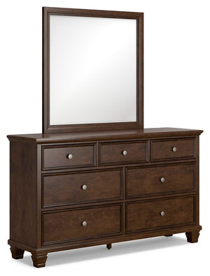 Danabrin California King Panel Bed, Dresser & Mirror Brown