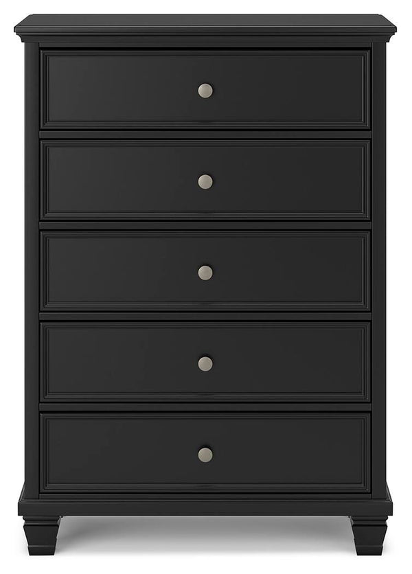 Lanolee Full Panel Bed & Chest Black