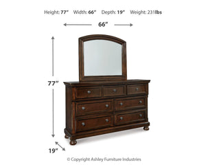 Porter California King Panel Bed, Dresser & Mirror Rustic Brown