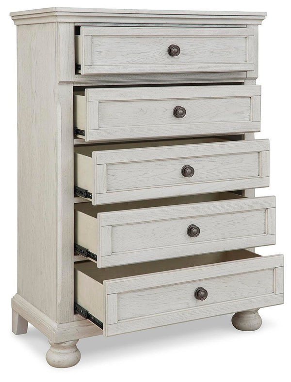 Robbinsdale Full Sleigh Storage Bed, Chest & Nightstand