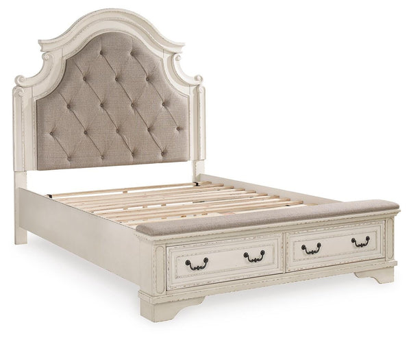 Realyn Queen Storage Bed, Dresser & Mirror Two-tone