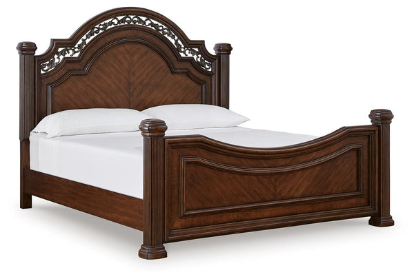 Lavinton King Poster Bed, Dresser, Mirror & Nightstand Brown