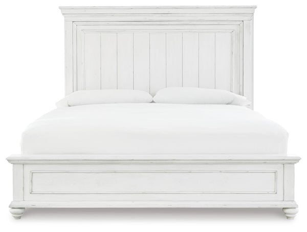 Kanwyn Queen Panel Bed, Dresser, Mirror & 2 Nightstands Whitewash