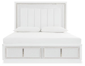 Chalanna Queen Upholstered Storage Bed, Dresser & Mirror White