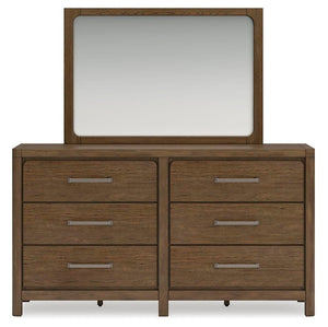 Cabalynn California King Upholstered Bed, Dresser & Mirror Light Brown