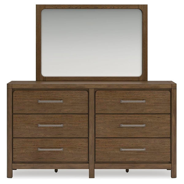 Cabalynn California King Upholstered Bed, Dresser & Mirror Light Brown