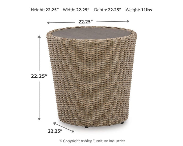 Danson 2 Outdoor Swivel Lounge Chairs & End Table Set Beige