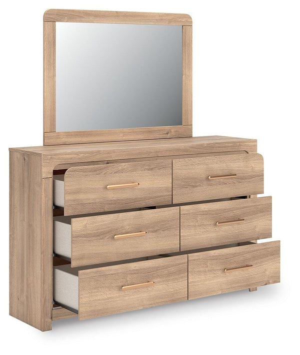 Kinlanni Queen Panel Bed, Dresser, Mirror & Nightstand