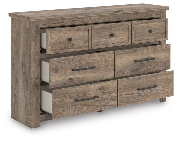 Rusticott King Poster Bed, Dresser & Nightstand Brown