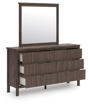 Pamytta Full Upholstered Platform Bed, Dresser & Mirror