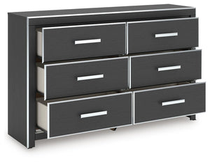 Zuraleus King Upholstered Bed, Dresser & Nightstand Black