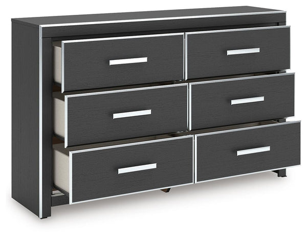 Zuraleus King Upholstered Bed, Dresser & Nightstand Black