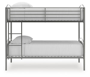 Lanceburg Twin over Twin Bunk Bed & 2 Mattresses Gray