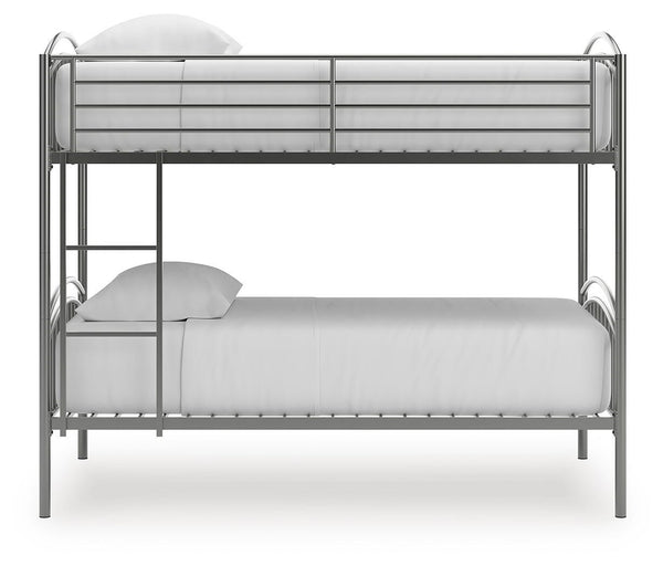 Lanceburg Twin over Twin Bunk Bed & 2 Mattresses Gray