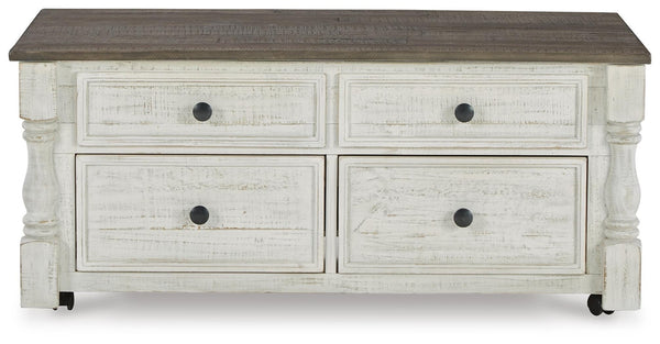 Havalance Lift Top Coffee Table & 2 End Tables White/Gray