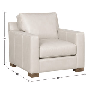 King Hickory Chelsea Leather Chair in No Regrets Pearl and Aged Gray