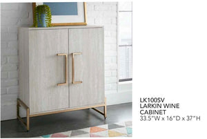 Steve Silver Larkin Faux-Marble Wine Cabinet With Copper Hardware