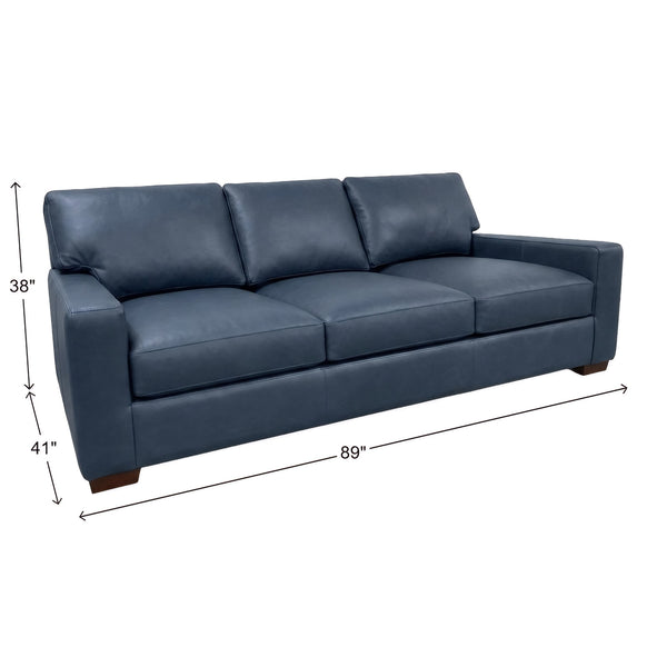 USA Premium Leather Alta Poncho Blue Sofa