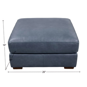 USA Premium Leather Alta Poncho Blue Ottoman