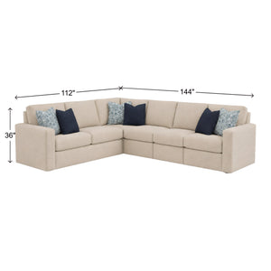 Flexsteel Collins Linen 4-Piece Fabric Stationary Sectional