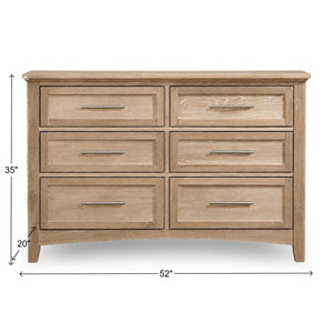 Vaughan-Bassett Jamestown Bleached Oak 6-Drawer Double Dresser
