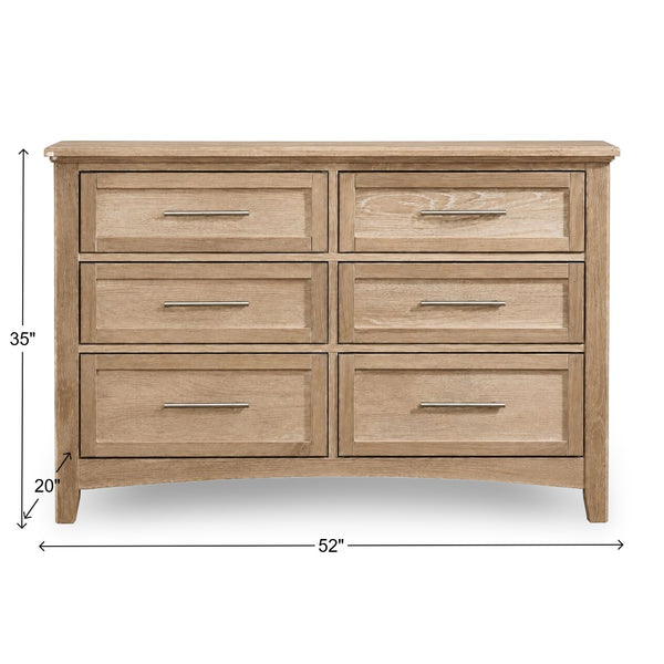 Vaughan-Bassett Jamestown Bleached Oak 6-Drawer Double Dresser