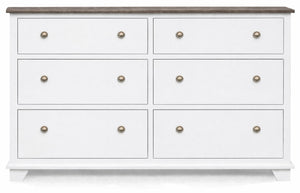 Archbold Portland Snow White/Driftwood 6-Drawer Dresser