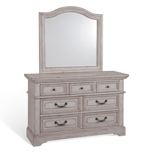 American Woodcrafters Complete Twin Bedroom Set Bed, Dresser & Mirror Light Distressed Antique Gray Stonebrook
