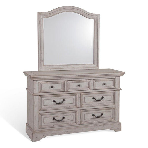 American Woodcrafters Complete Twin Bedroom Set Bed, Dresser & Mirror Light Distressed Antique Gray Stonebrook