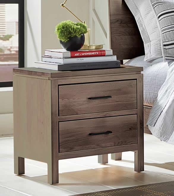 Archbold 2 West Driftwood 2-Drawer Nightstand with Matte Black Hardware