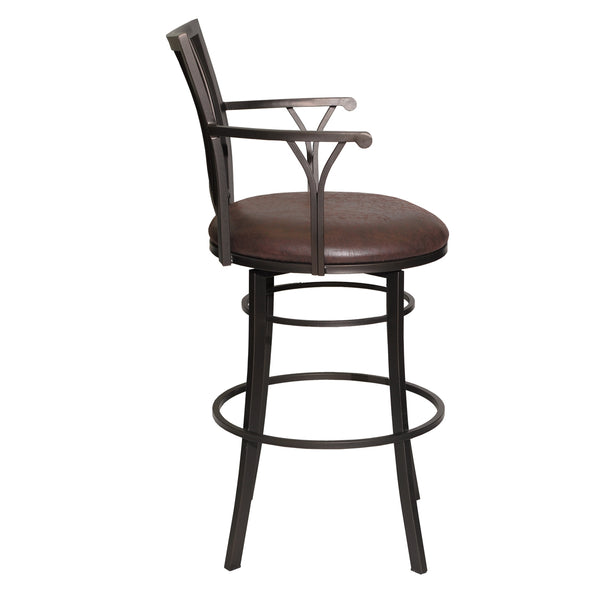 Steve Silver Bayview 30-Inch Upholstered Swivel Barstool Finished In Gun Metal Powder